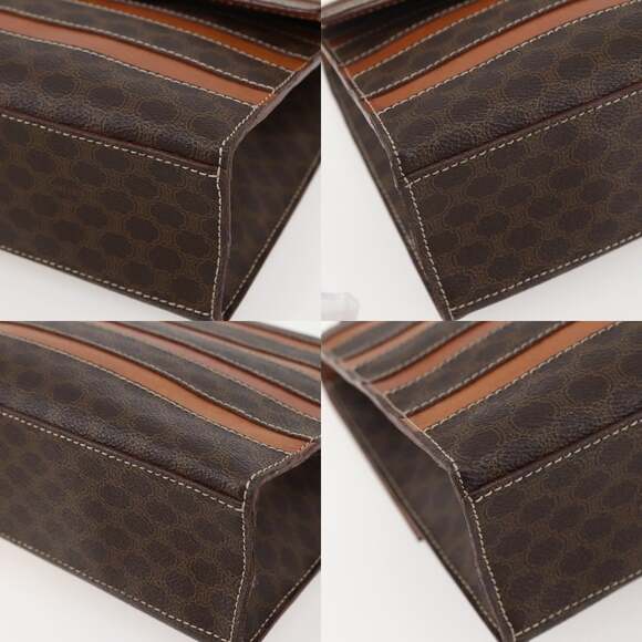 CELINE Macadam Canvas Hand Bag Pvc Leather Brown Gold - Picture 10 of 13